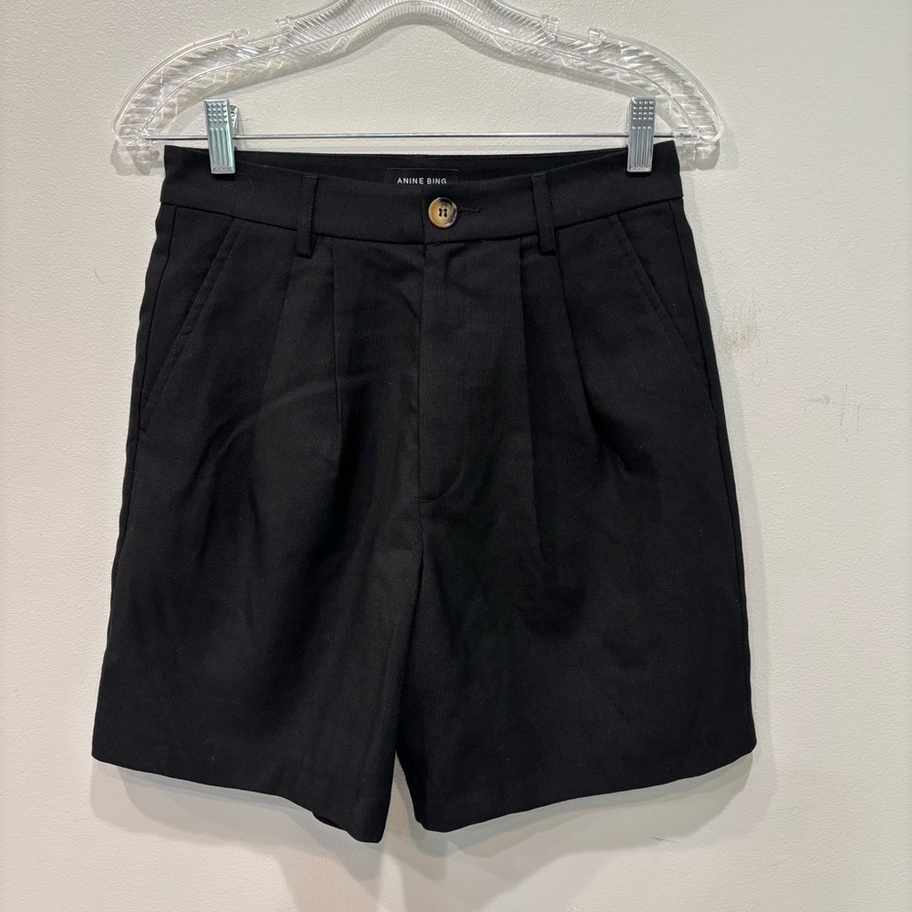 Anine Bing Black High Waist Shorts
